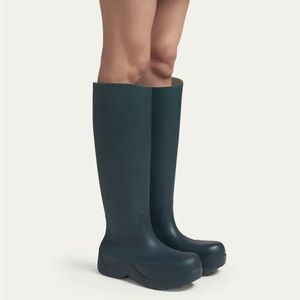 Bottega Veneta Puddle Rubber Knee Green Rain Boots Size 40